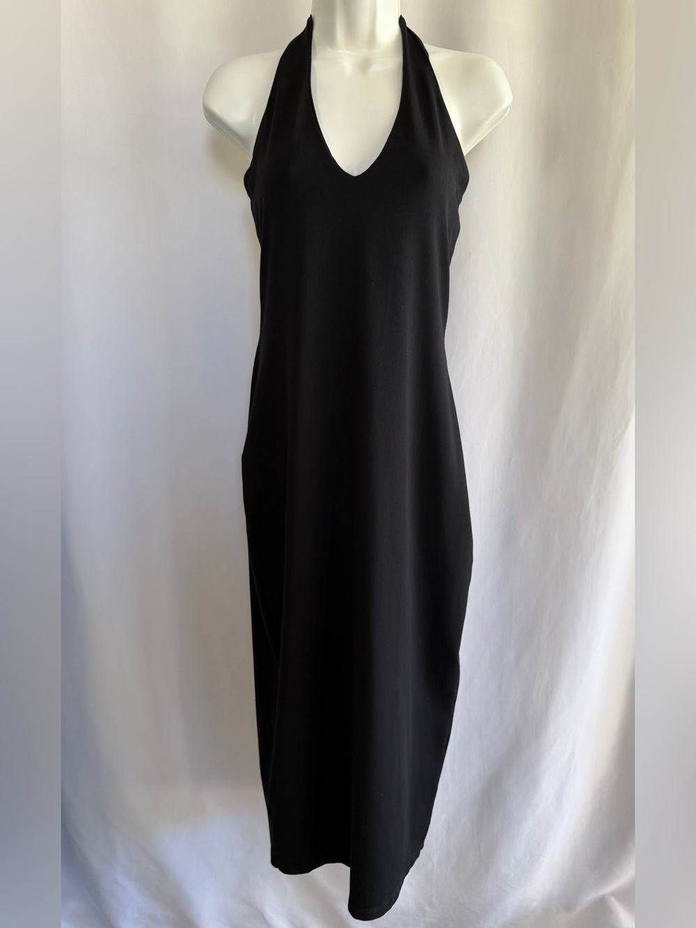 Susana Monaco Halter Black Midi Dress Size Large